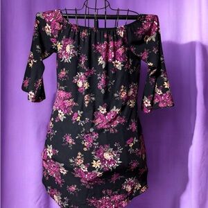Kristin Nicole ~Women’s~ Dress ~ Large ~Black & Floral ~Long Sleeves ~ Pullover